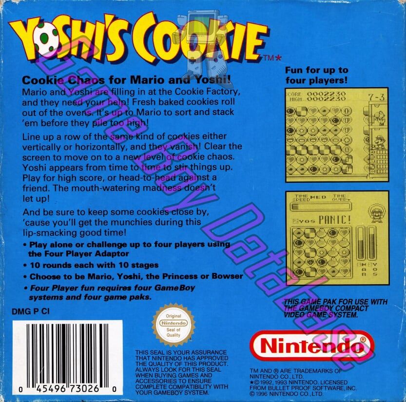 Yoshi's Cookie GPS Back of the box