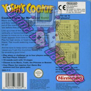 Yoshi's Cookie UKV Back of the box