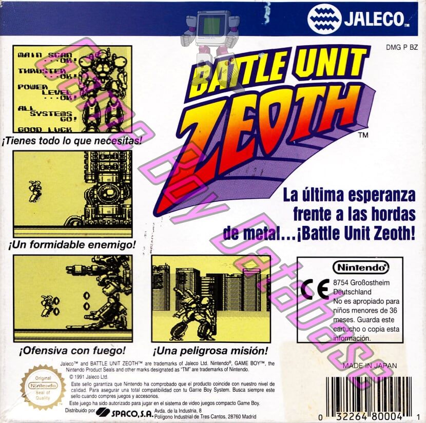 Battle Unit Zeoth ESP Back of the box