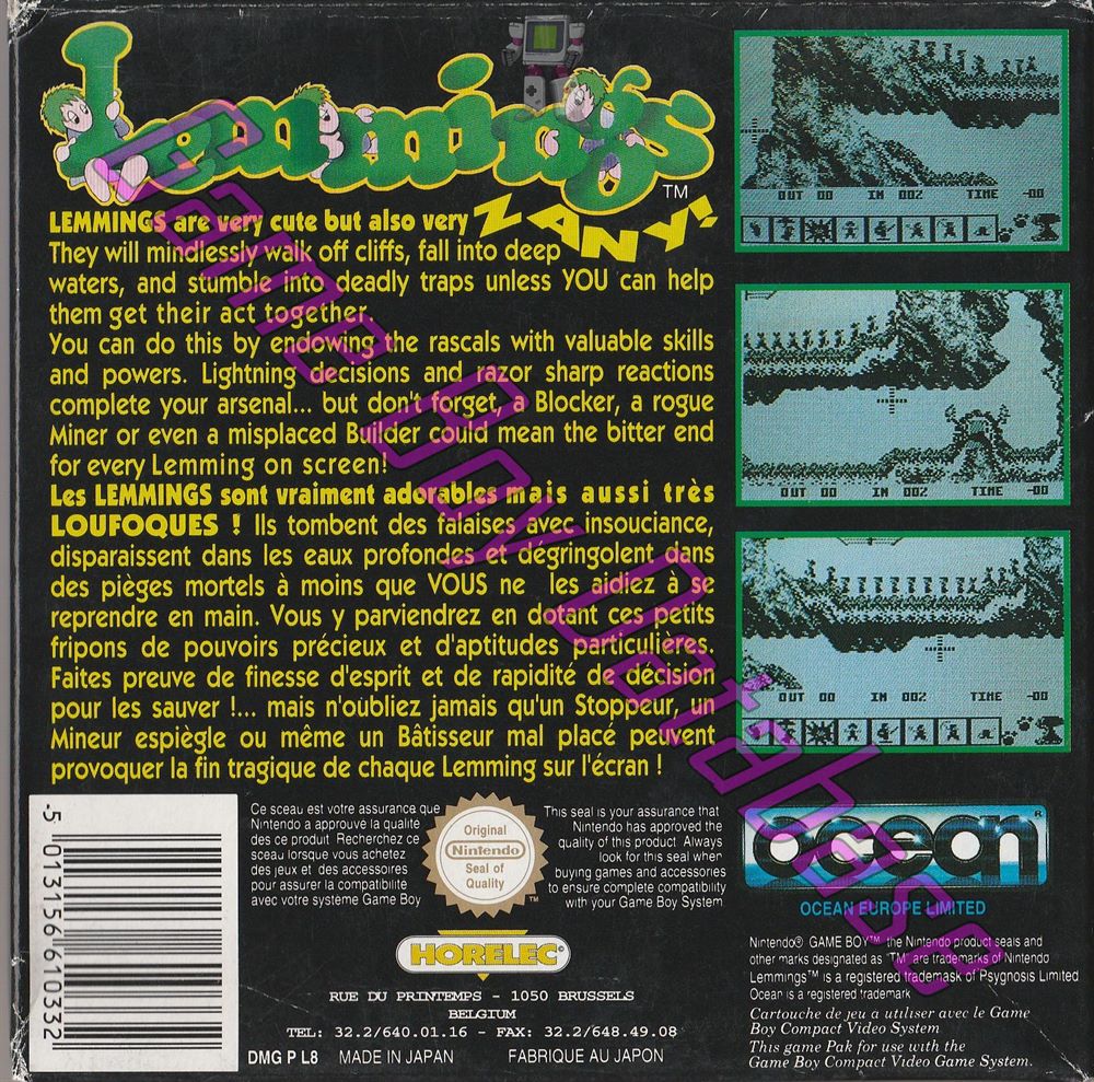 Lemmings FAH-1 Back of the box