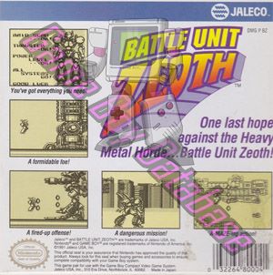 Battle Unit Zeoth USA Back of the box