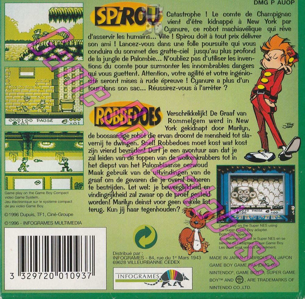 Spirou FAH Back of the box