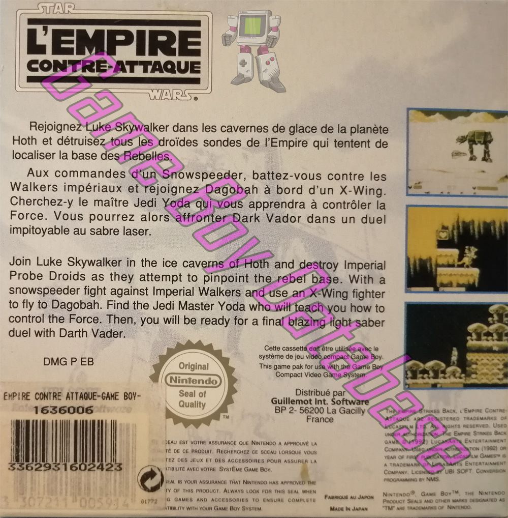 Star Wars l'Empire Contre-Attaque FAH-1 Back of the box