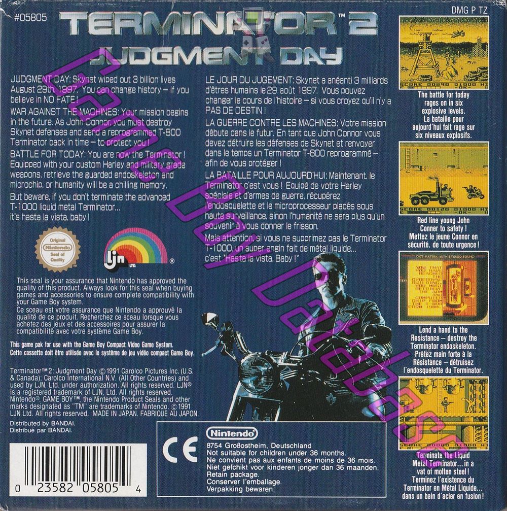 T2 Terminator 2 Judgment Day FAH Back of the box