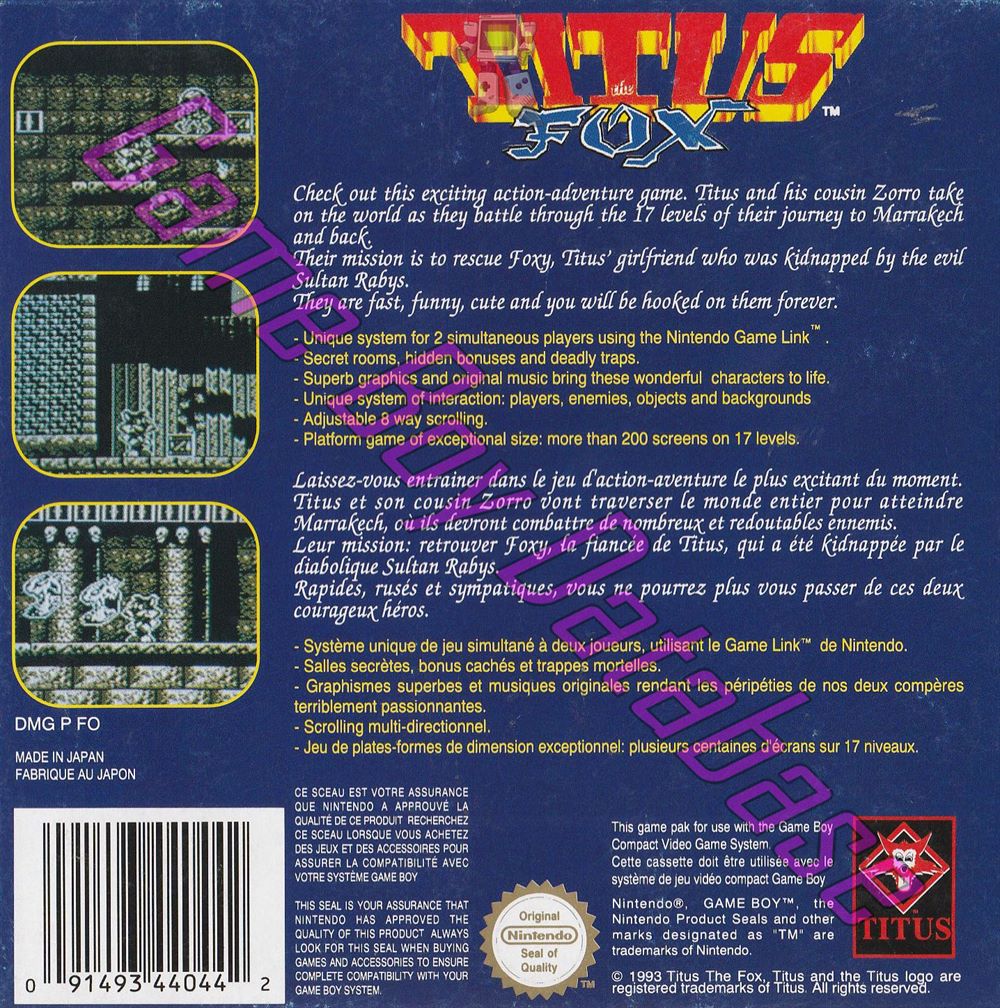 Titus the Fox FAH-2 Back of the box