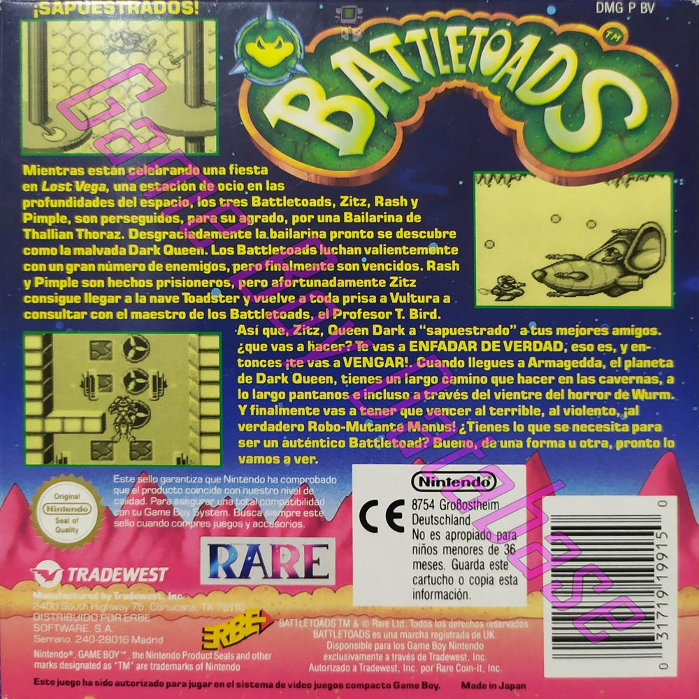 Battletoads ESP Back of the box