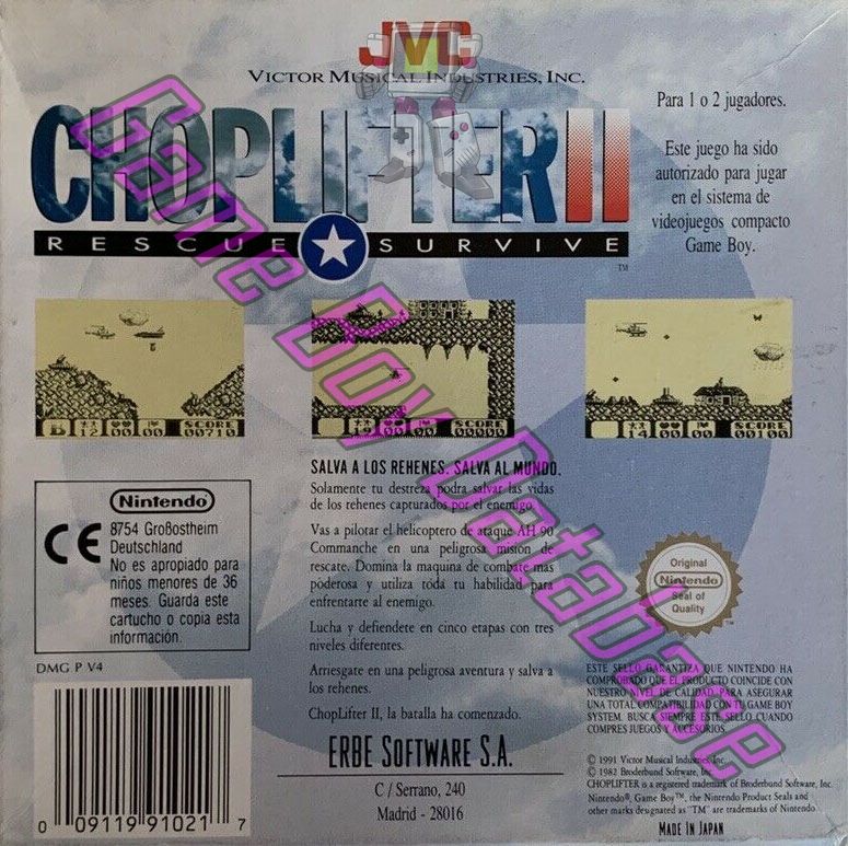 Choplifter II ESP Back of the box