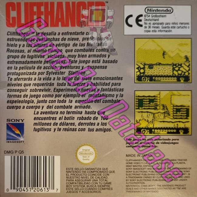 Cliffhanger ESP Back of the box