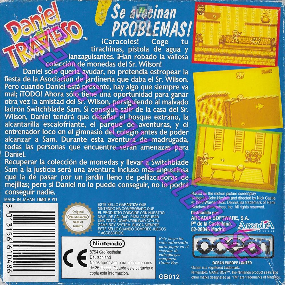 Daniel el Travieso ESP Back of the box