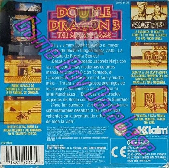 Double Dragon 3 the Arcade Game ESP Back of the box