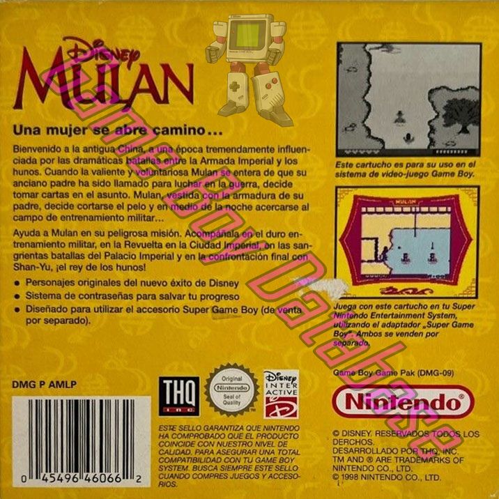 Mulan (Disney's) NESP Back of the box