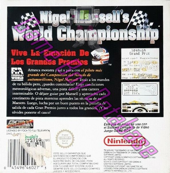 Nigel Mansell’s World Championship ESP-1 Back of the box