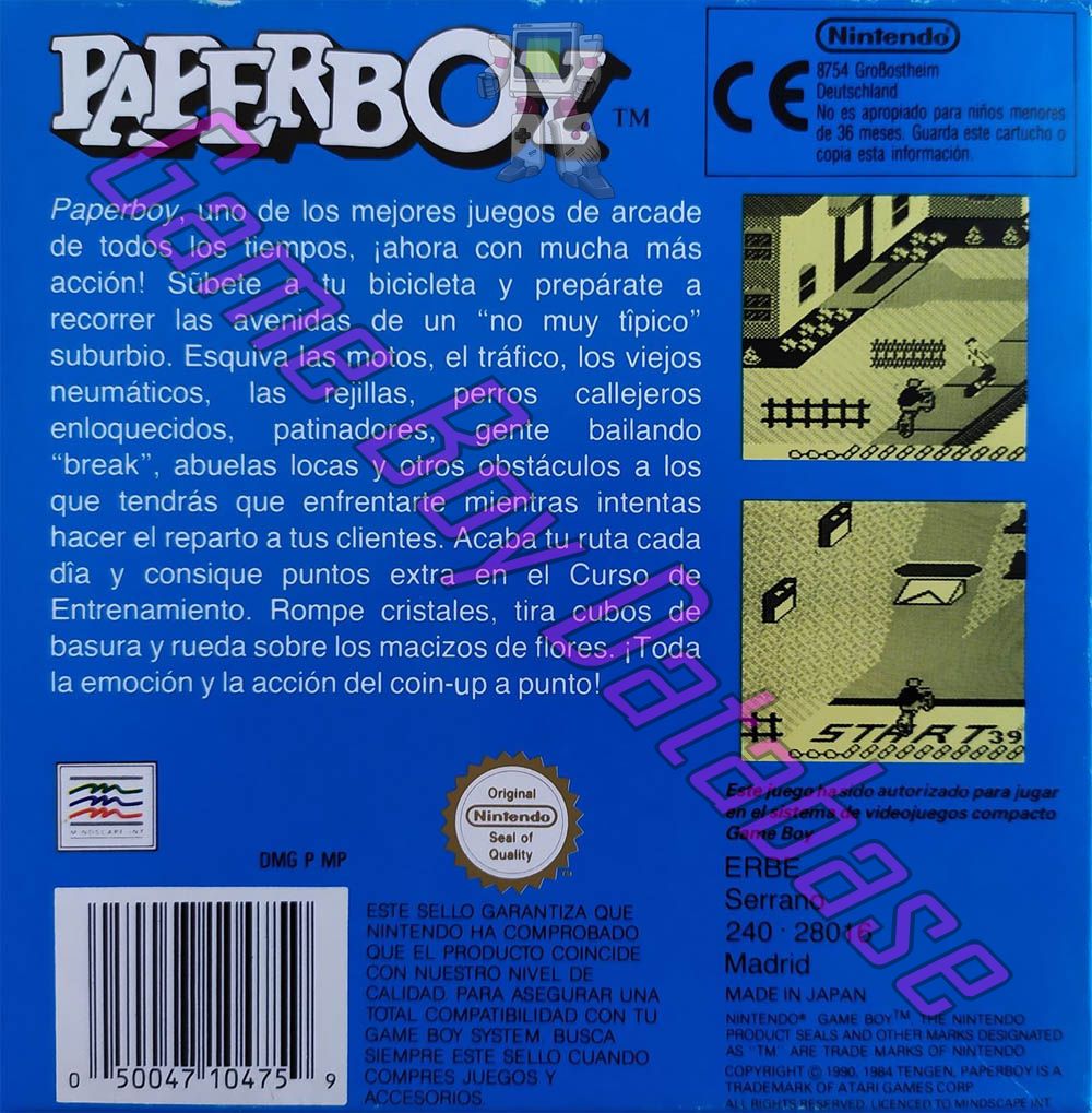 Paperboy ESP Back of the box