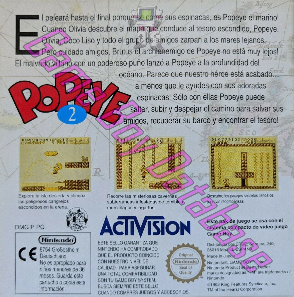 Popeye 2 ESP Back of the box