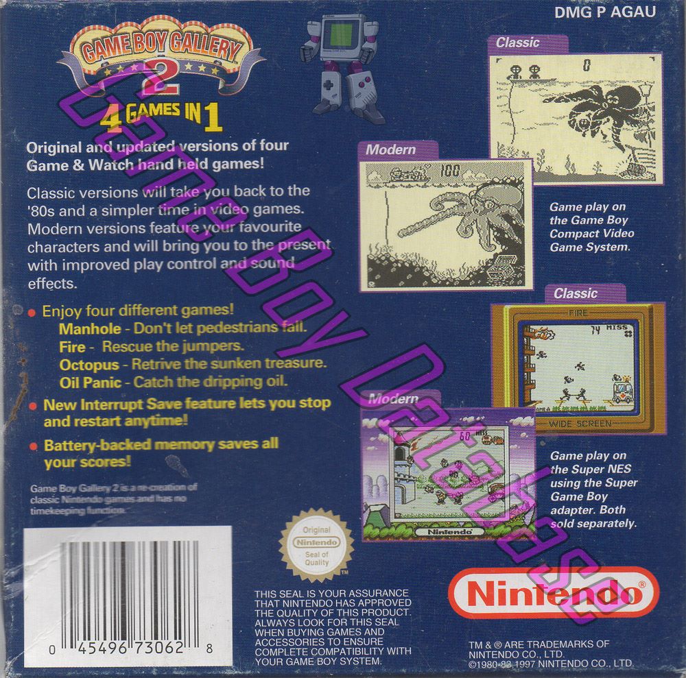 Game Boy Gallery 2 AUS Back of the box