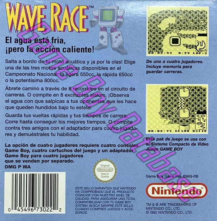 Wave Race NESP Back of the box