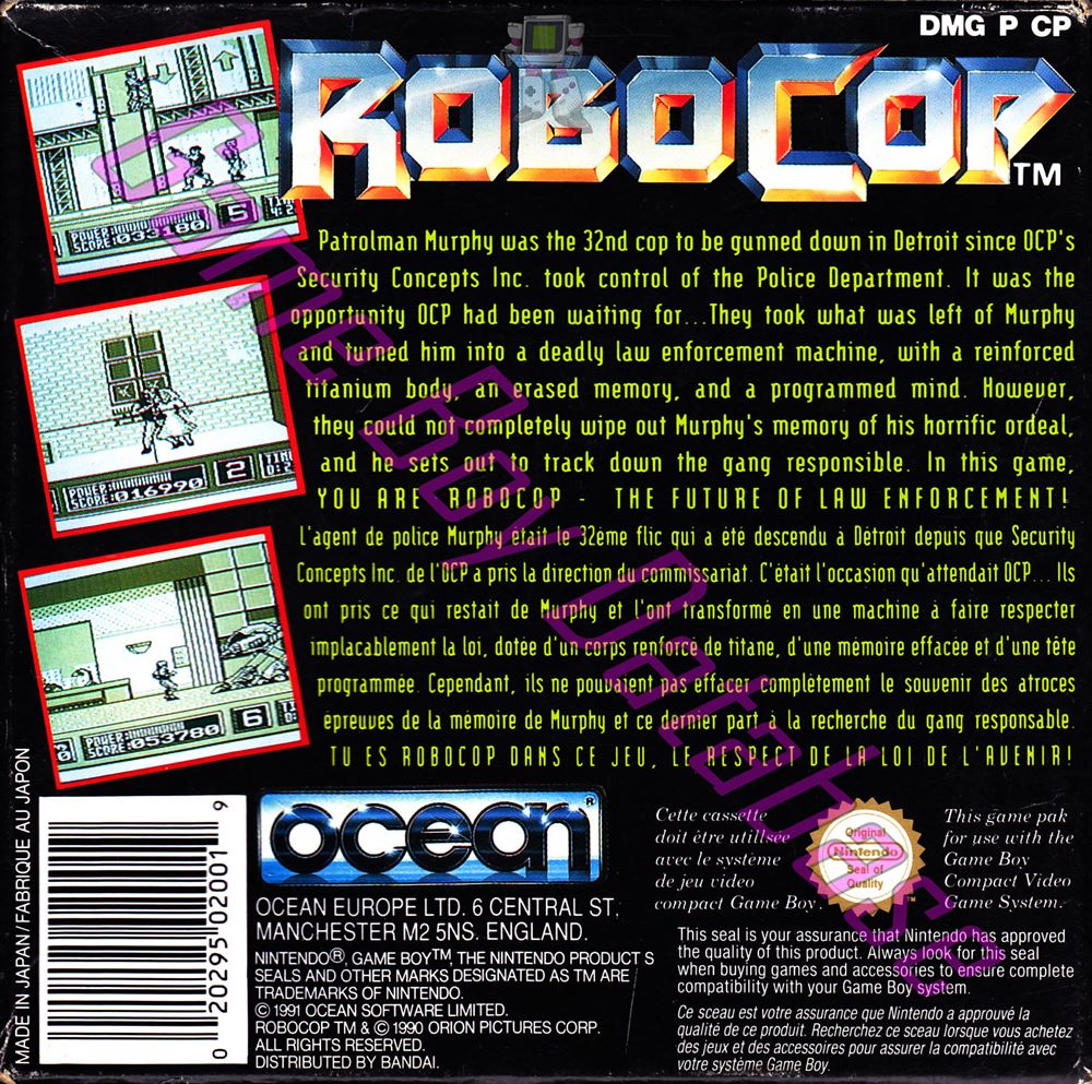 RoboCop FAH Back of the box