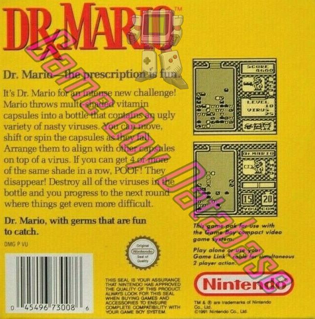 Dr. Mario AUS-1 Back of the box