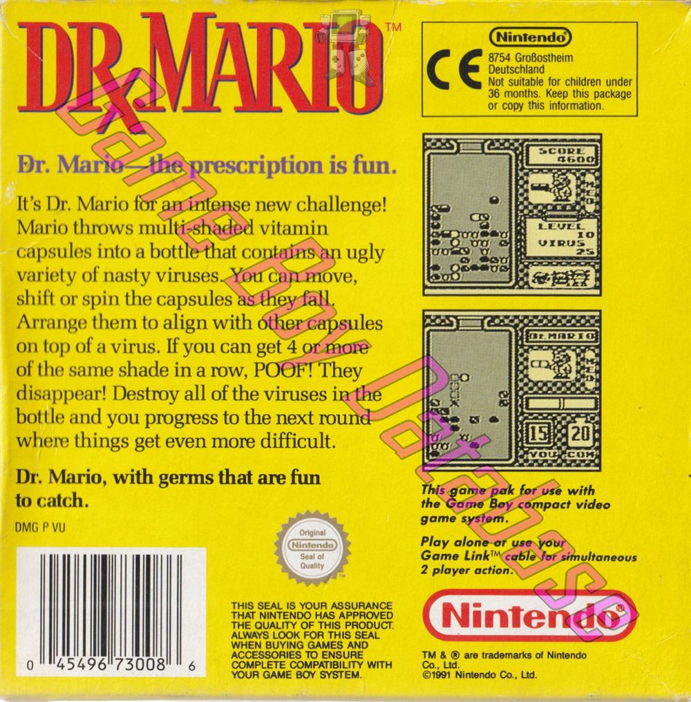 Dr. Mario UKV-2 Back of the box