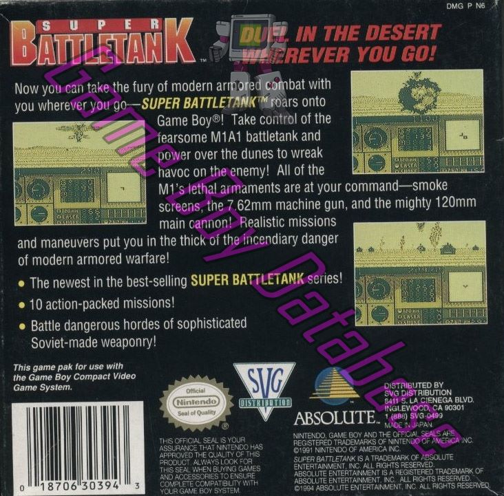 Super Battletank USA-1 Back of the box