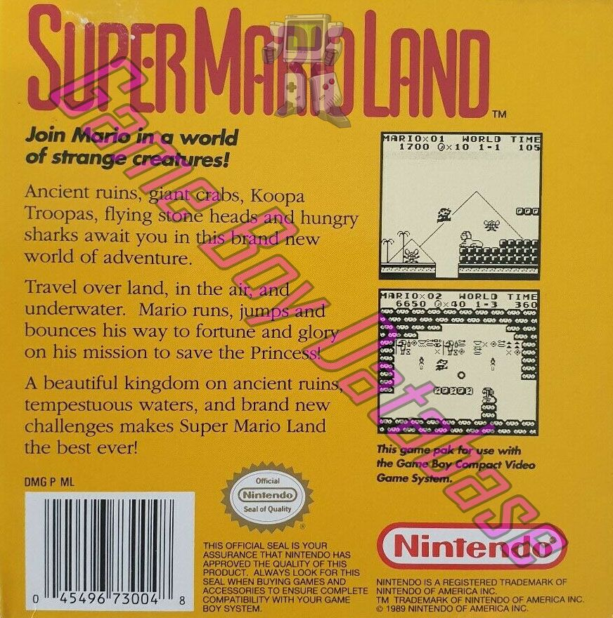 Super Mario Land USA-2 Back of the box