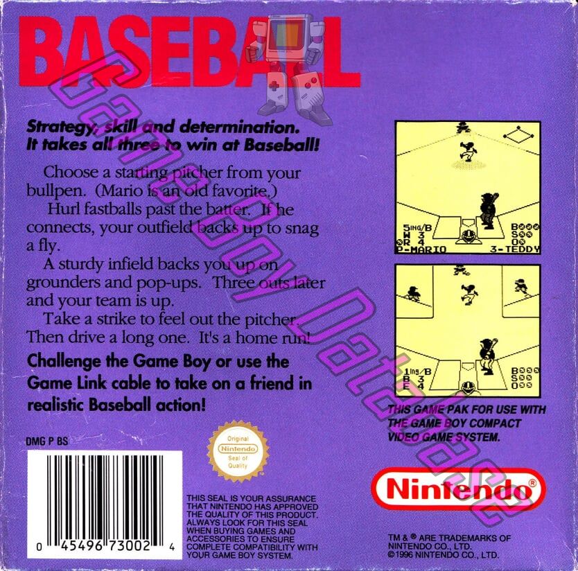 Baseball AUS Back of the box