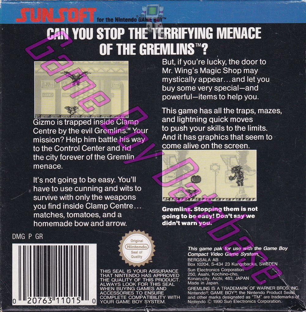 Gremlins 2 the New Batch SCN Back of the box