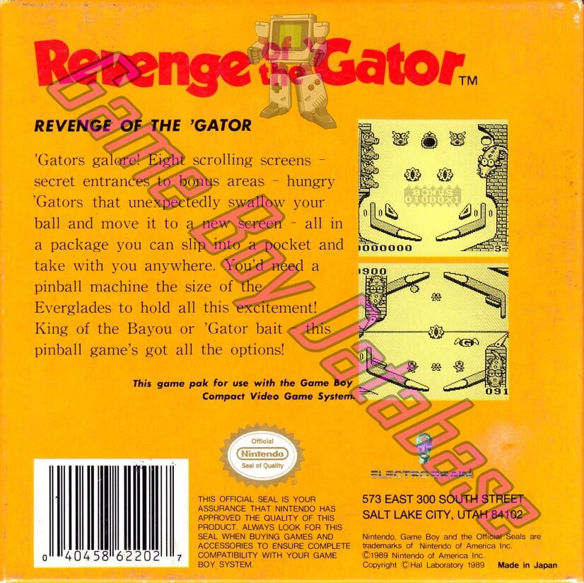 Revenge of the Gator USA-1 Back of the box