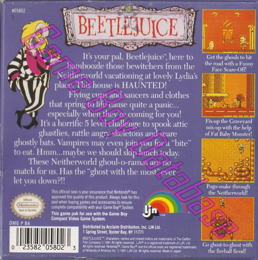 Beetlejuice USA Back of the box