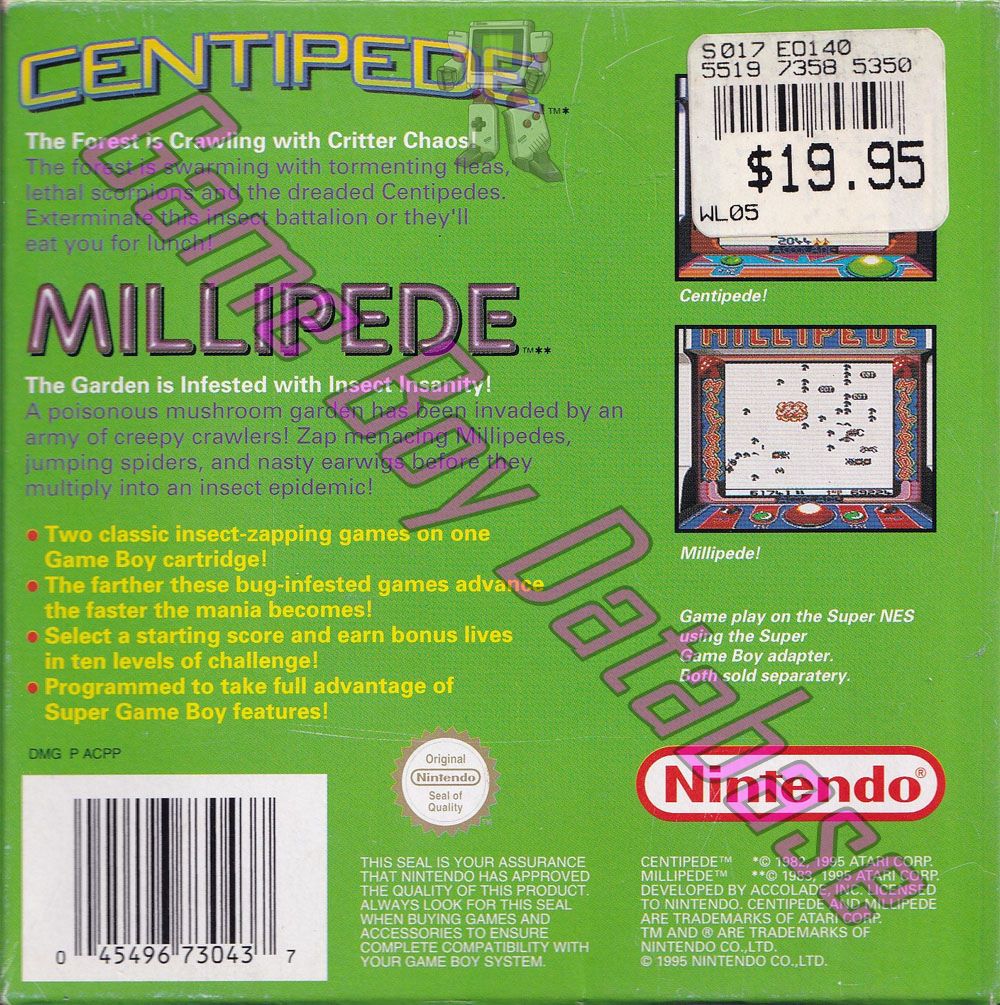 Arcade Classic no.2 Centipede - Millipede AUS Back of the box