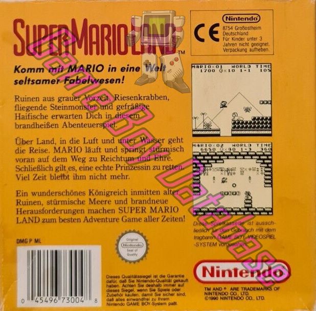 Super Mario Land FRG-1 Back of the box