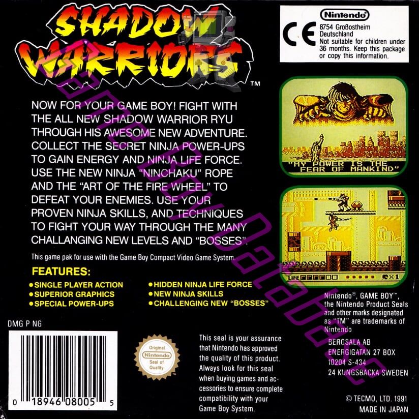 Shadow Warriors SCN Back of the box