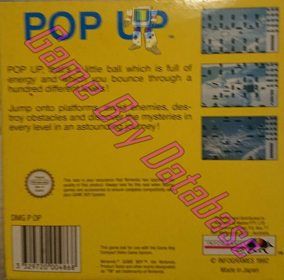 Pop Up AUS Back of the box