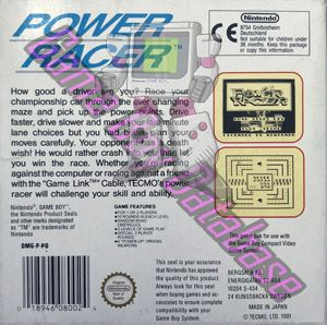 Power Racer SCN Back of the box