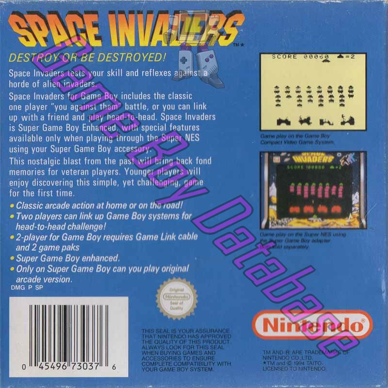 Space Invaders AUS Back of the box