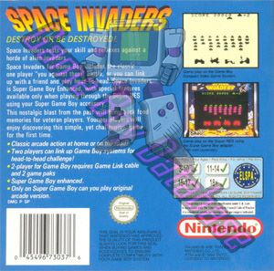 Space Invaders UKV Back of the box