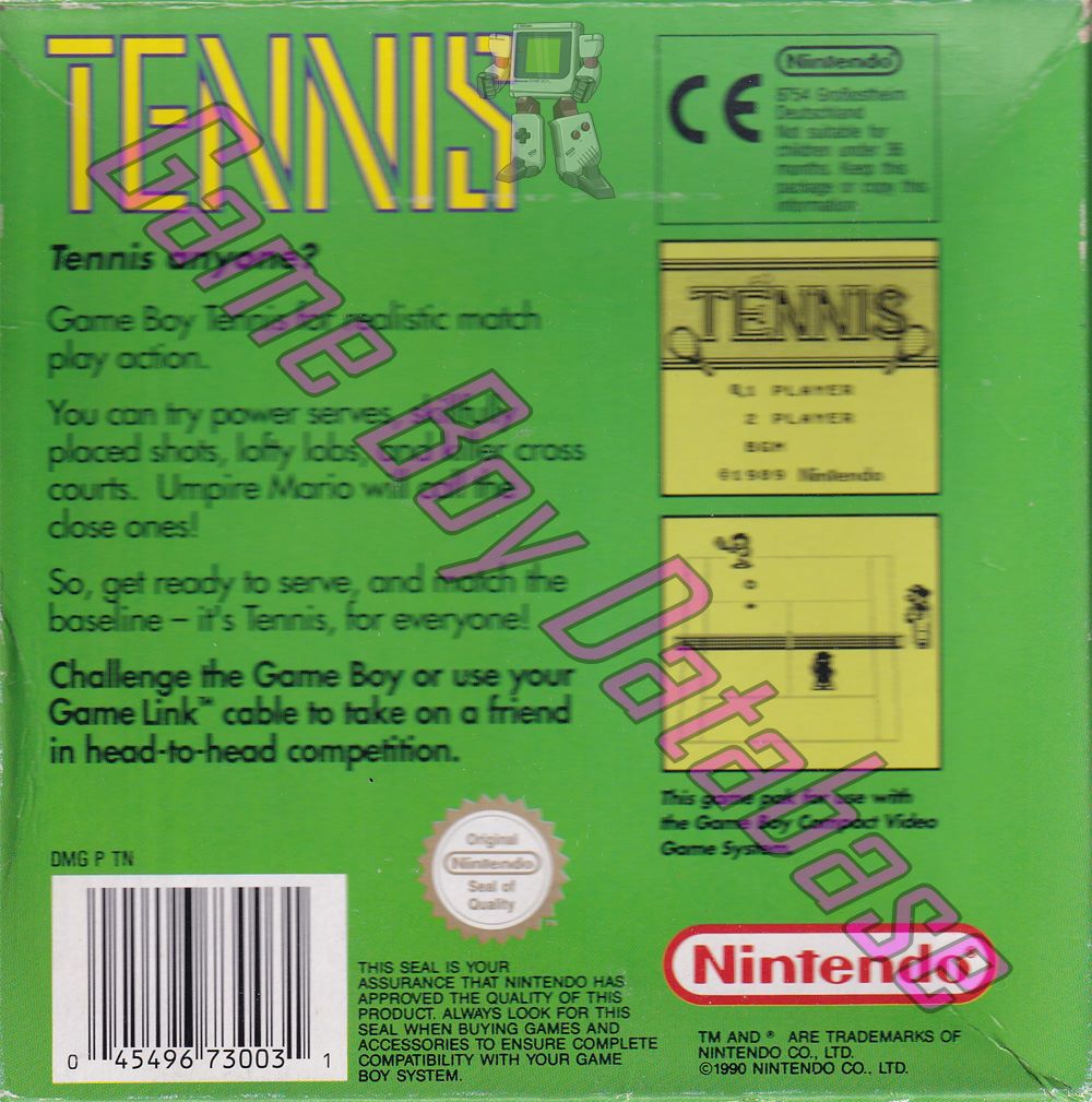 Tennis UKV Back of the box