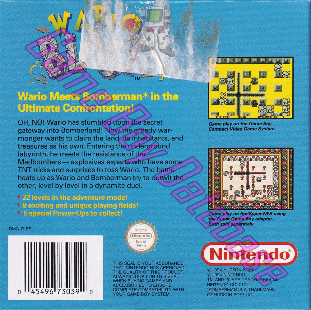 Wario Blast Featuring Bomberman! AUS-1 Back of the box