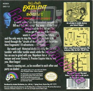 Bill & Ted's Excellent Game Boy Adventure USA Back of the box