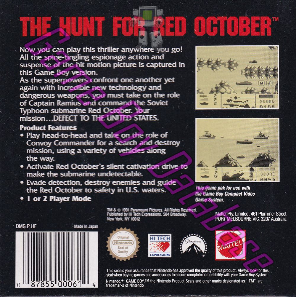 Hunt for Red October (the) AUS Back of the box