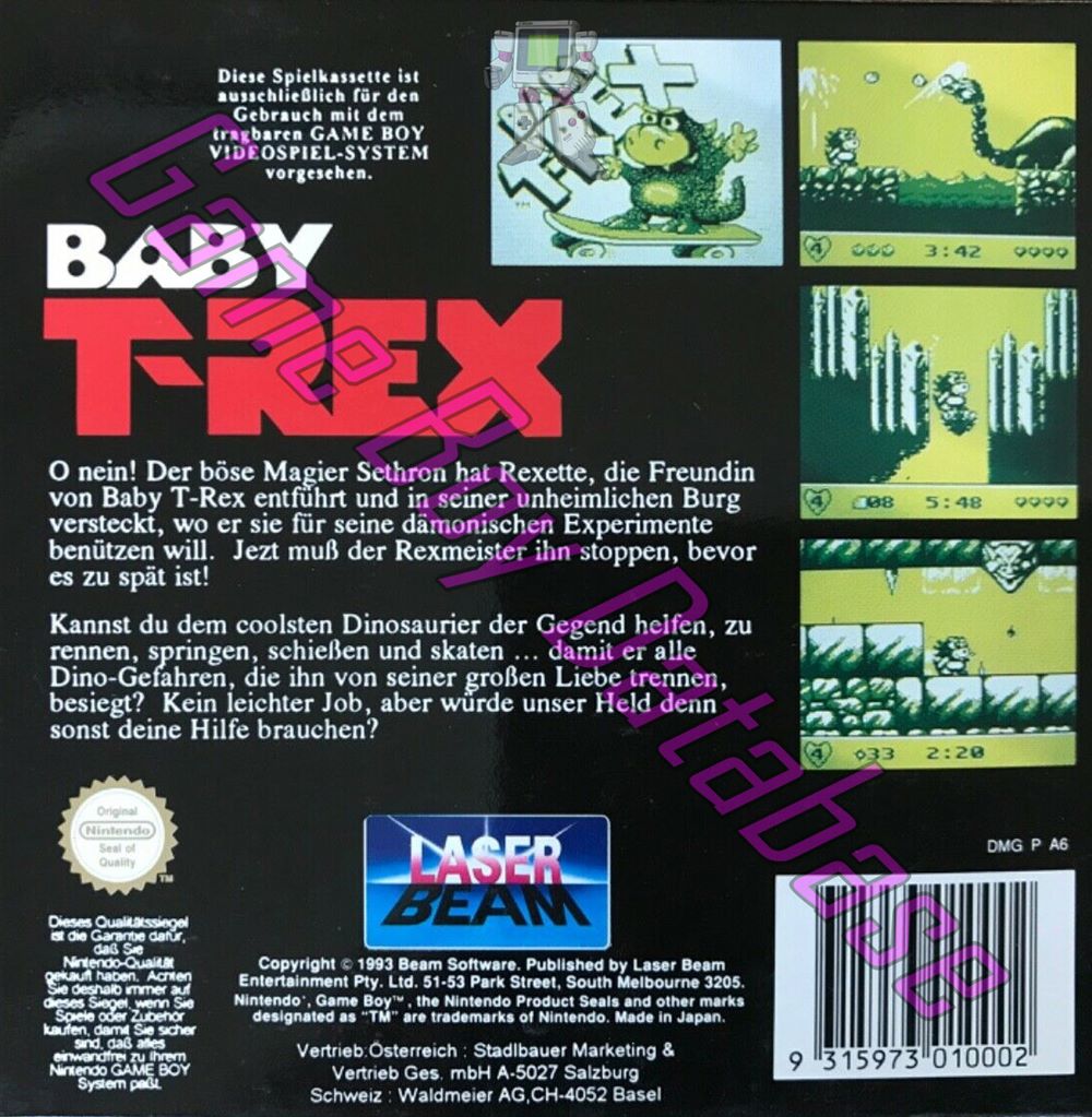 Baby T rex FRG Back of the box