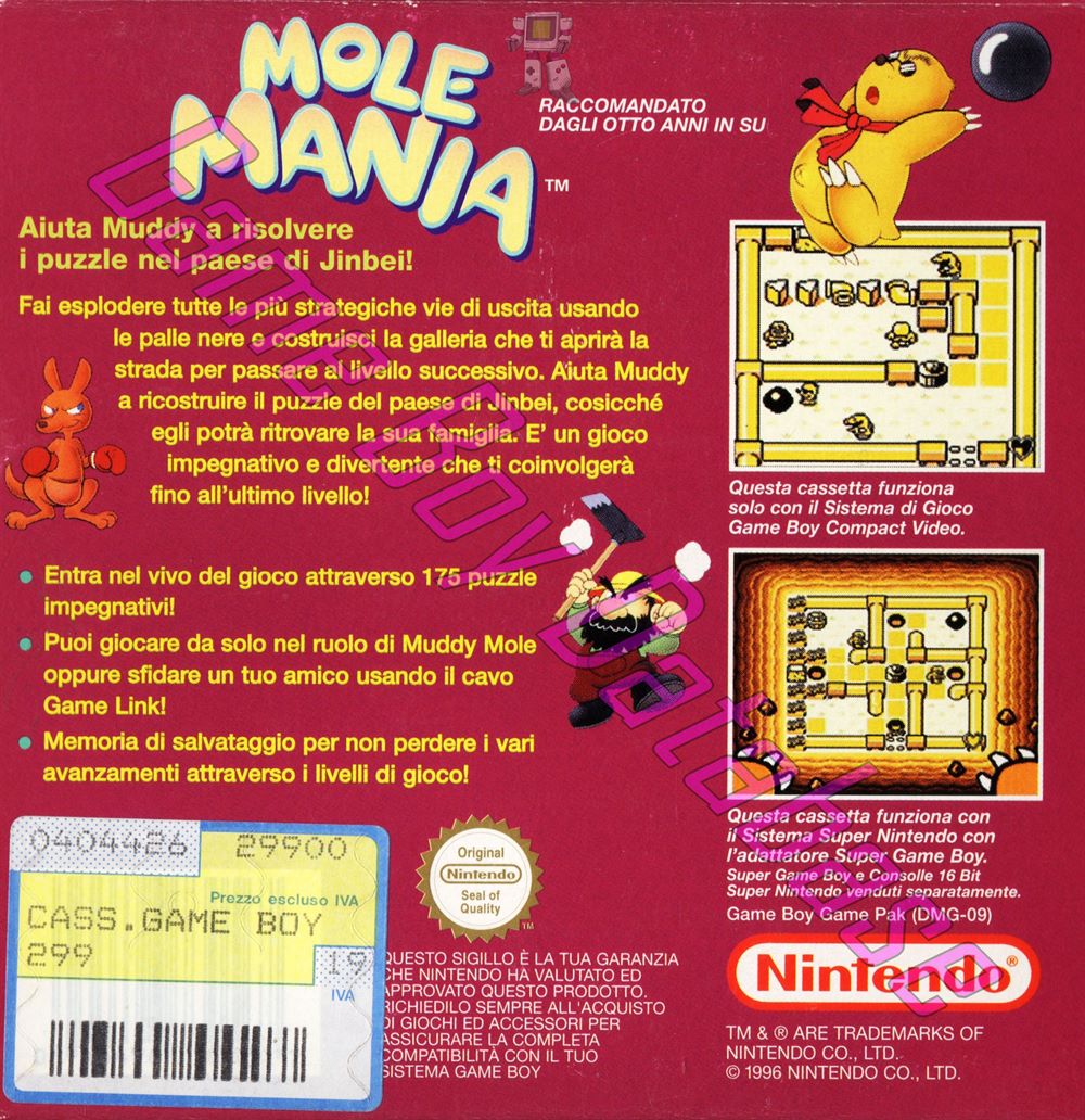 Mole Mania ITA Back of the box