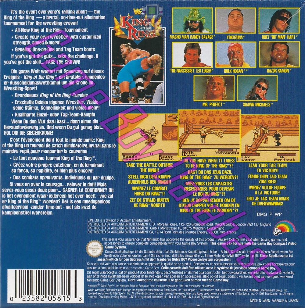 WWF King of the Ring NOE-1 Back of the box