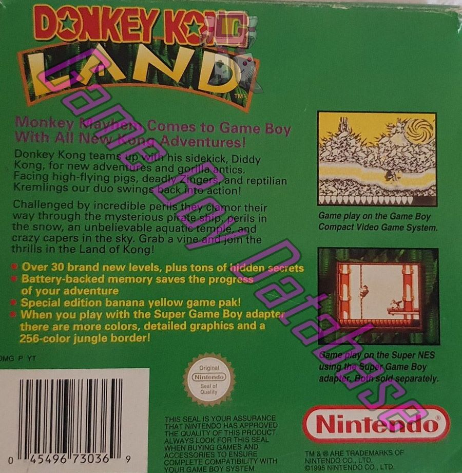 Donkey Kong Land SCN-1 Back of the box