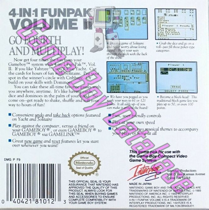 4-in-1 Fun Pak Volume II USA-1 Back of the box