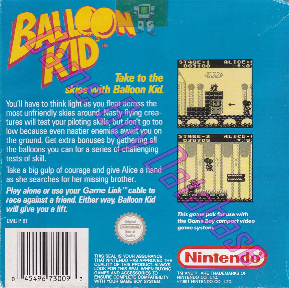 Balloon Kid AUS Back of the box