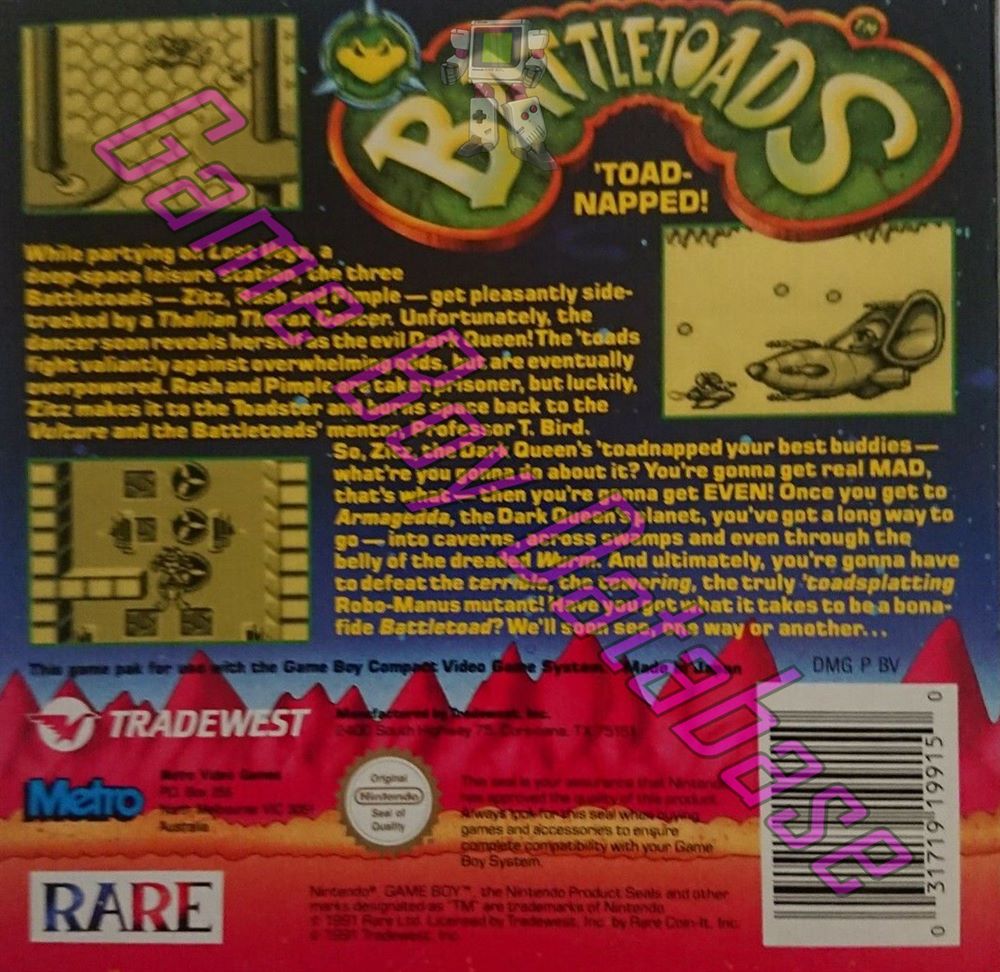 Battletoads AUS Back of the box