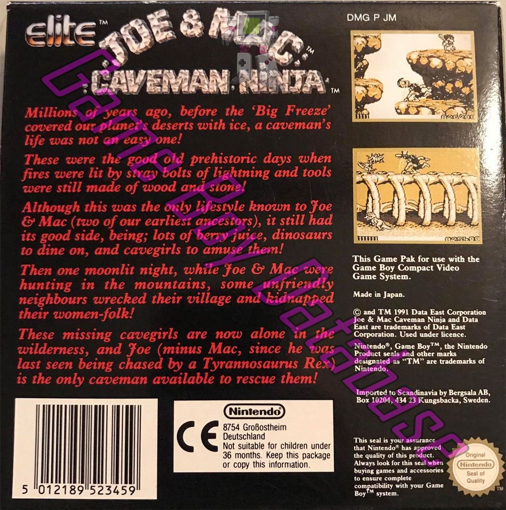 Joe & Mac Caveman Ninja SCN Back of the box