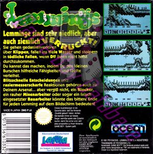 Lemmings NOE-1 Back of the box