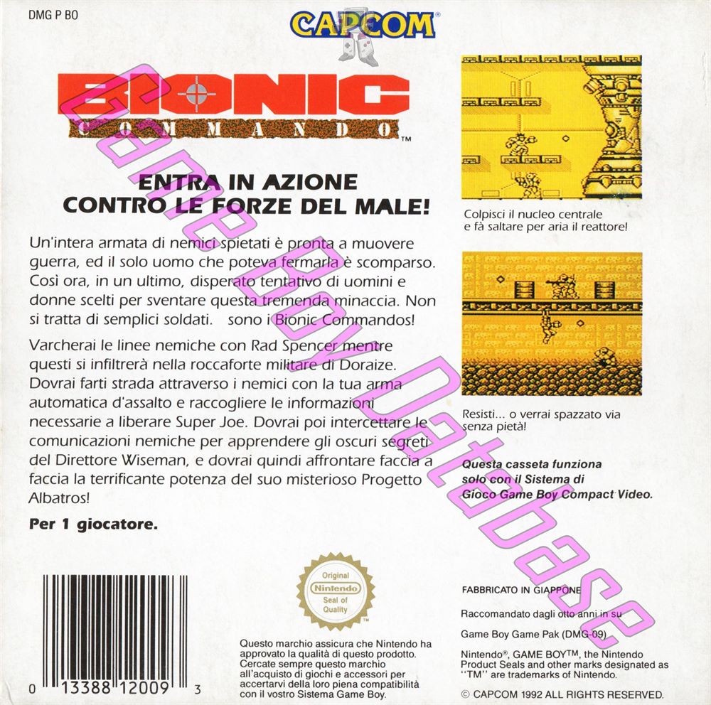 Bionic Commando ITA Back of the box